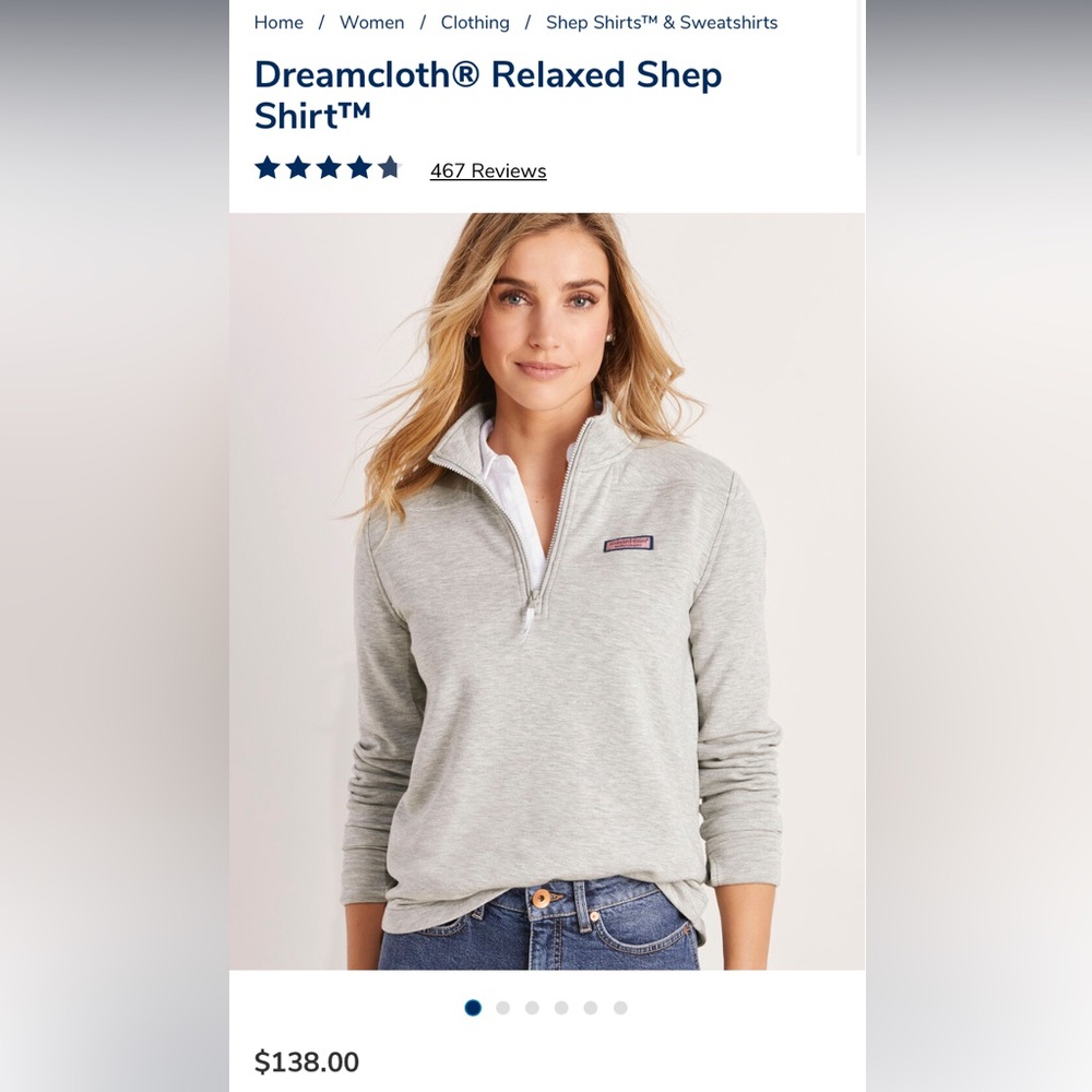 Vineyard Vines Dreamcloth Relaxed Shep Shirt SMALL Light Heather Gray